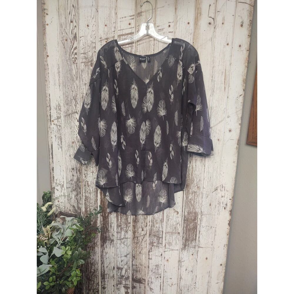 Cruel Girl Denim Grey blouse with feathers detail SIZE MED